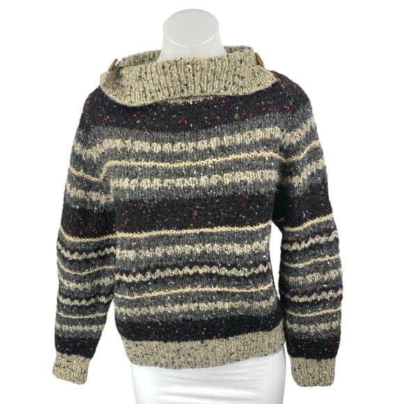 Pierre Cardin Women's Multicolor 100% Wool Striped Long Sleeve Sweater Top Sz M - Picture 1 of 3